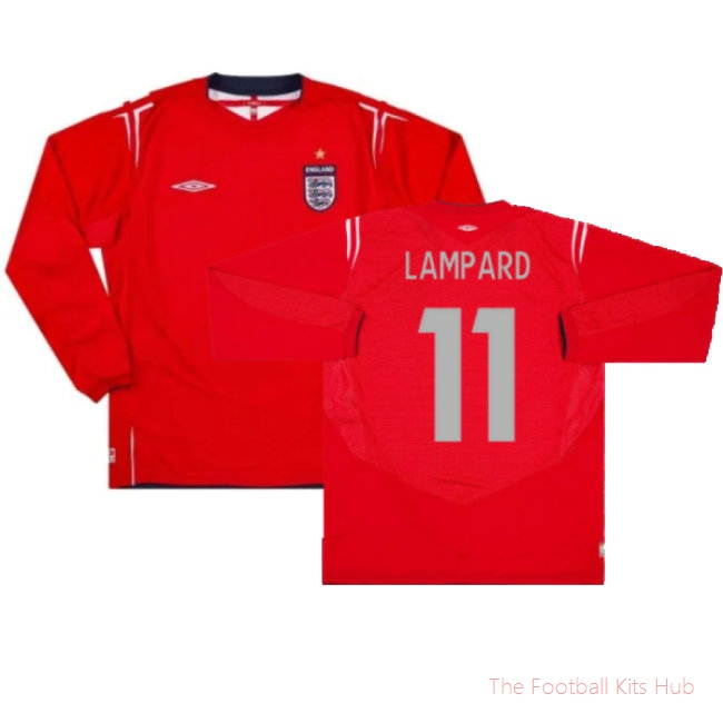 England 2004-06 Away L/S Shirt (XXL) (Excellent) (Lampard 11)-unisoccer store